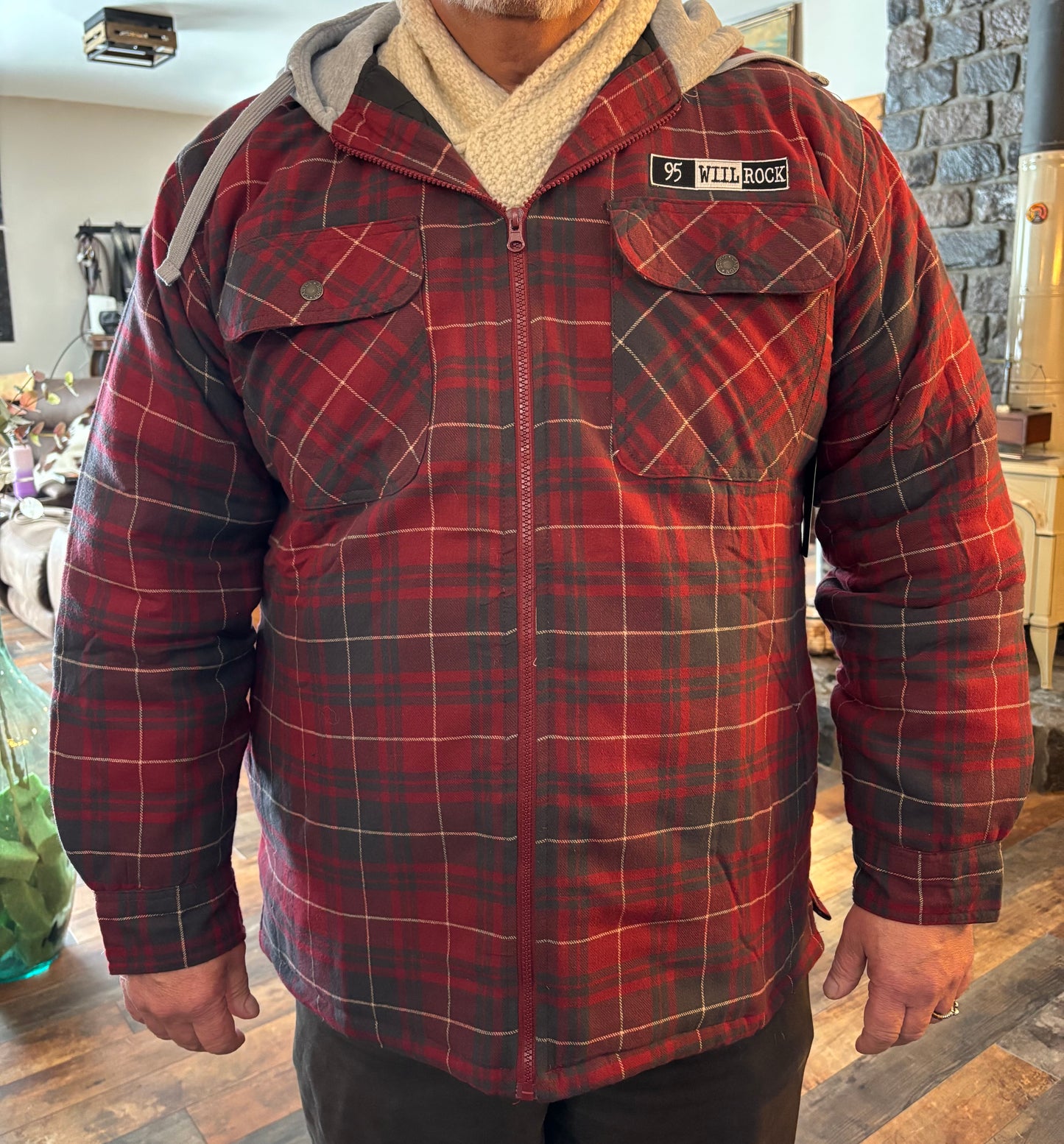 95 WIIL Rock Hooded Flannel Zip Front Jacket