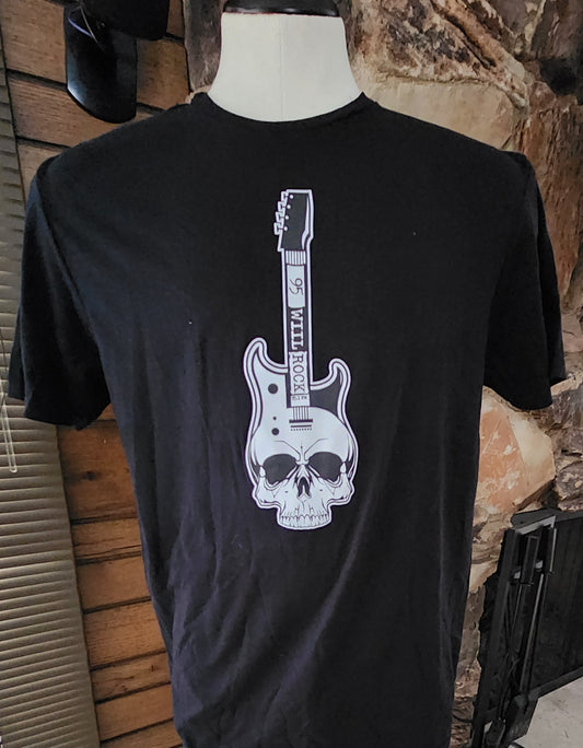 95 WIIL Rock Skull Head Guitar Black T-Shirt