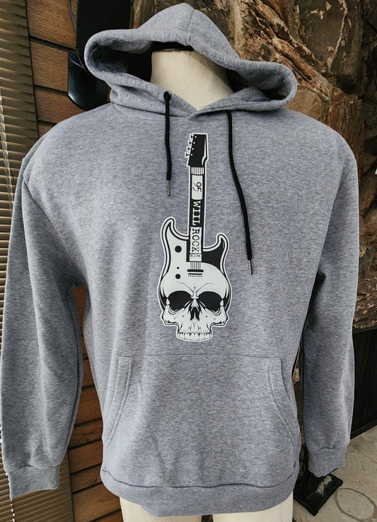 95 WIIL Rock Skull Head Guitar Gray Hoodie