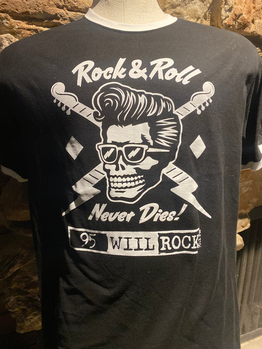 95 WIIL ROCK,  ROCK AND ROLL NEVER DIES! T-SHIRT