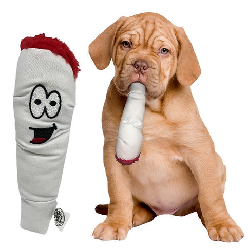 Meet Jay! He is approximately 7" high, canvas and has a built-in squeaker. Your pup will love joining you for 420! Jay is a happy joint ready for light play or better yet as a photo prop! Jay's back is blank and looks just like a big, lit joint! Great for funny Instagram pics and video! 